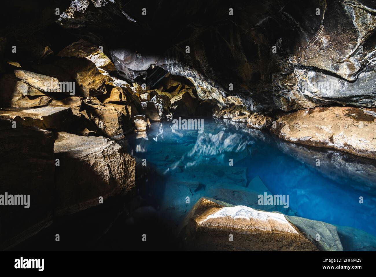 Cave,  lake,  grotto,  Grjótagjá,  ReykjahlíÃ°,  Iceland Stock Photo