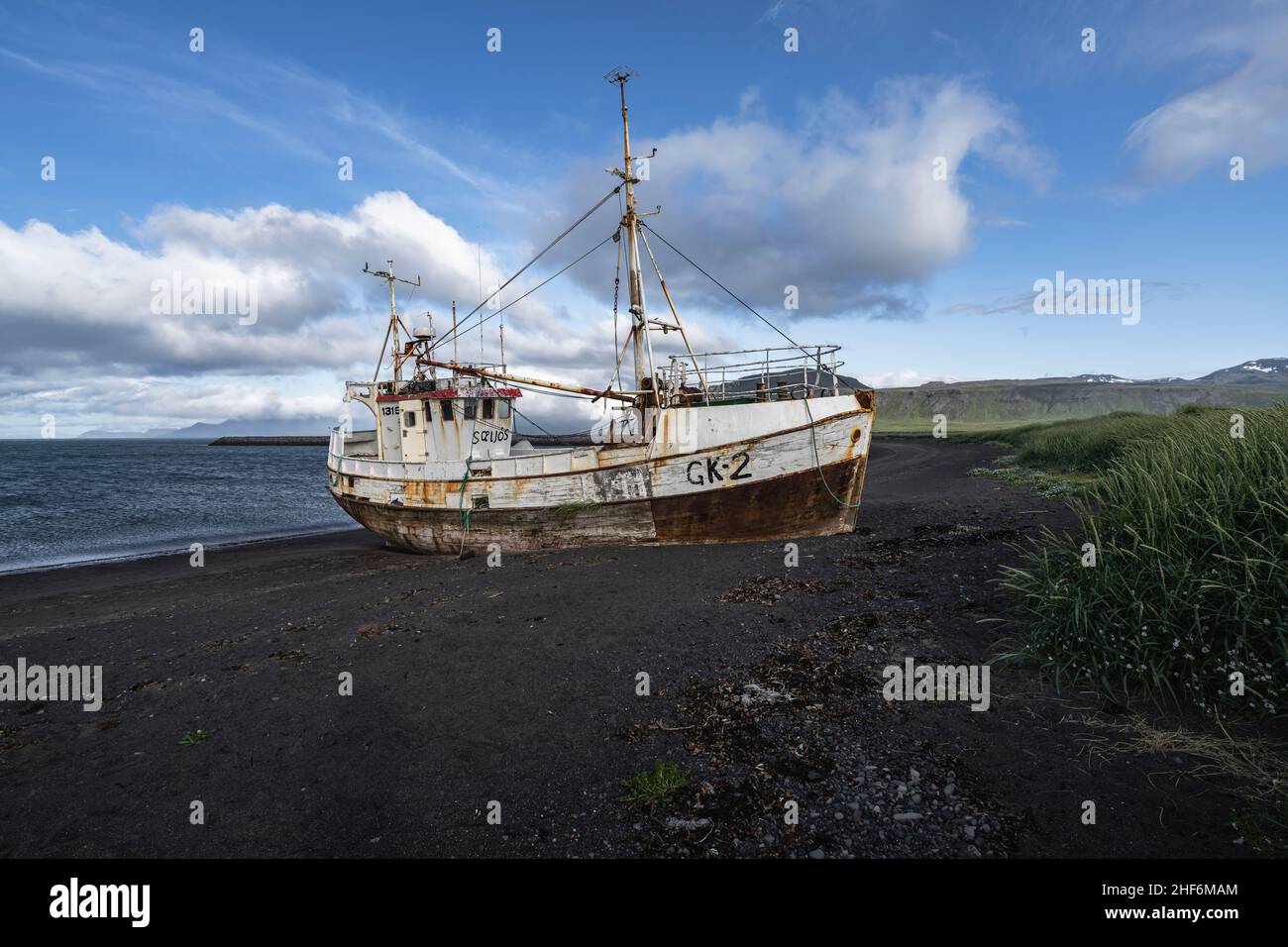 Shipwreck,  Snæfellsnes,  Iceland Stock Photo