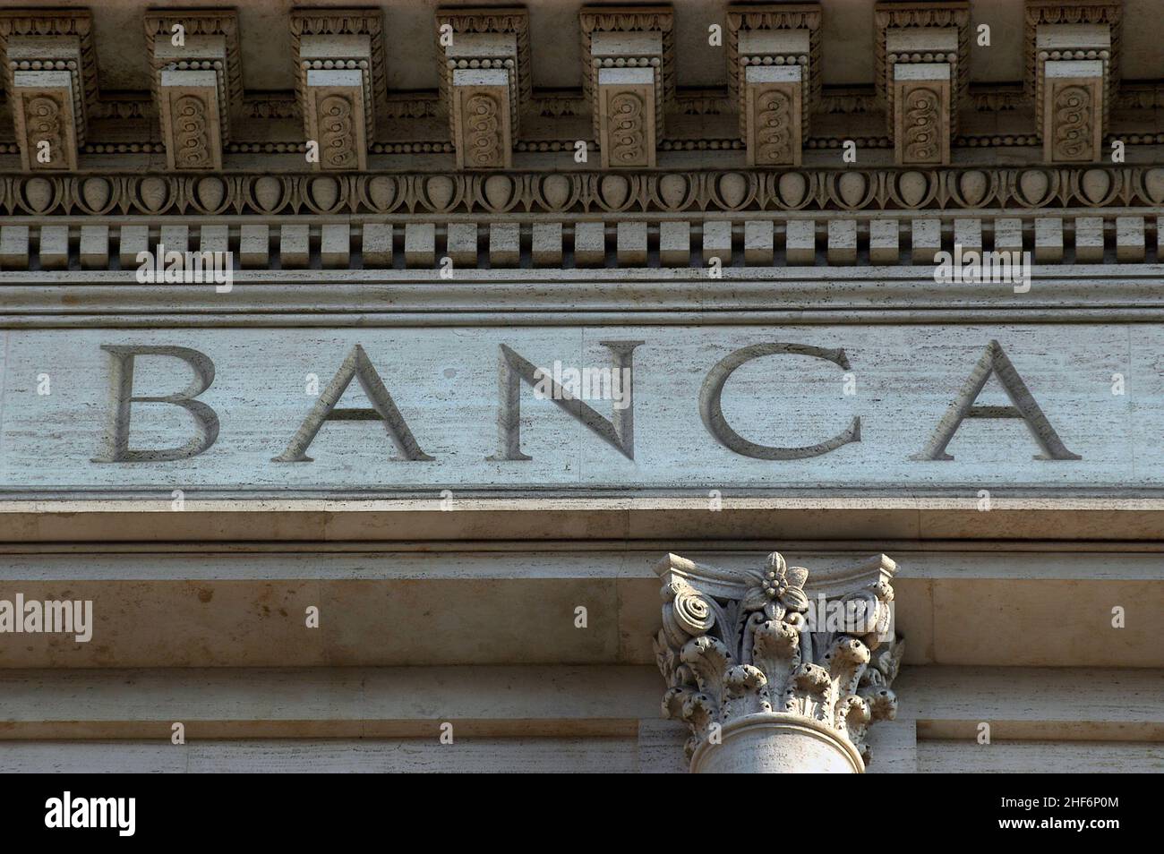 Rome, Italy 26/09/2005: Bank of Italy, via Nazionale. Stock Photo