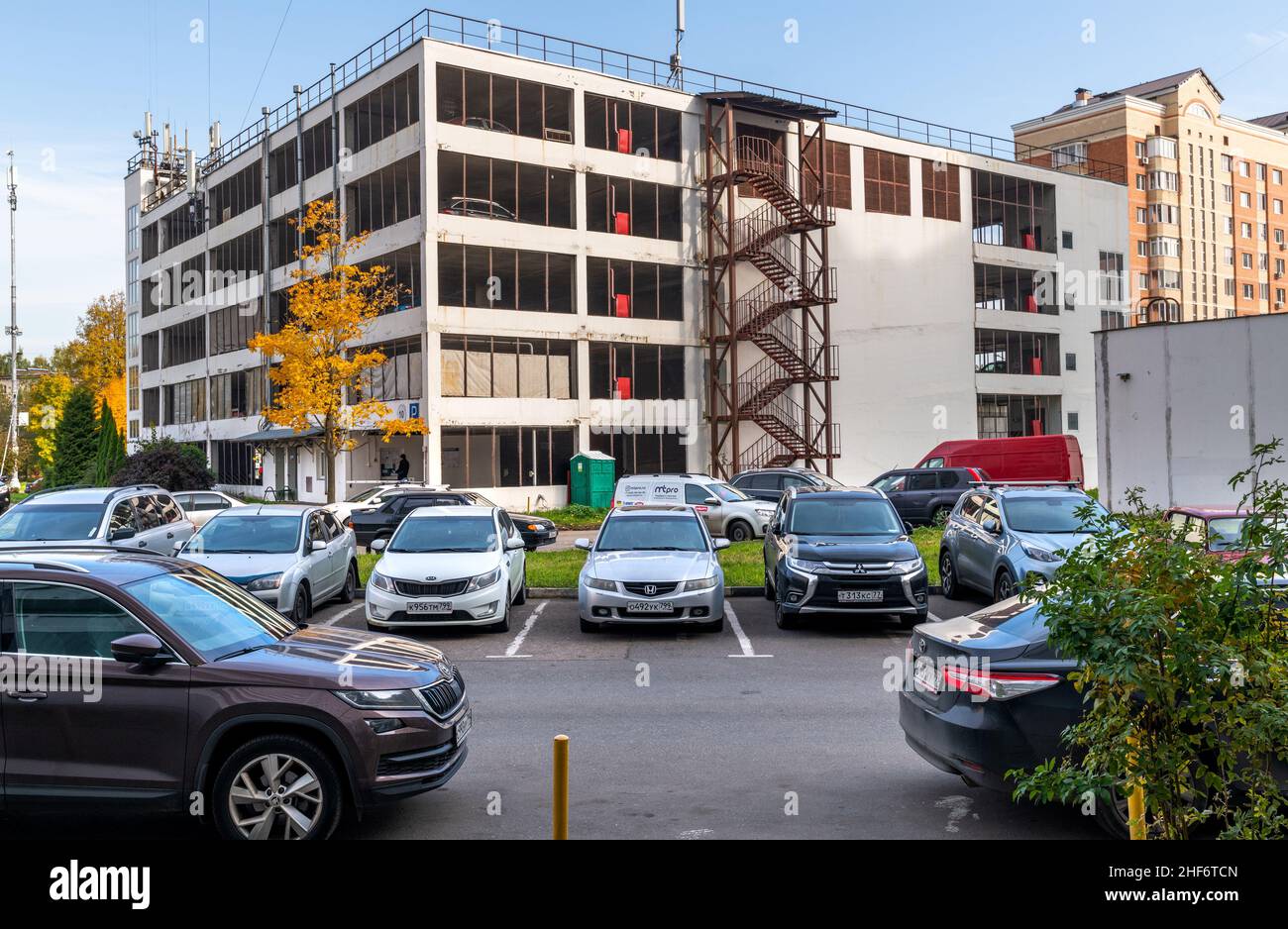 Moscow, Russia - 03 Oct. 2021. The Multi-level parking garage in Zelenograd Stock Photo