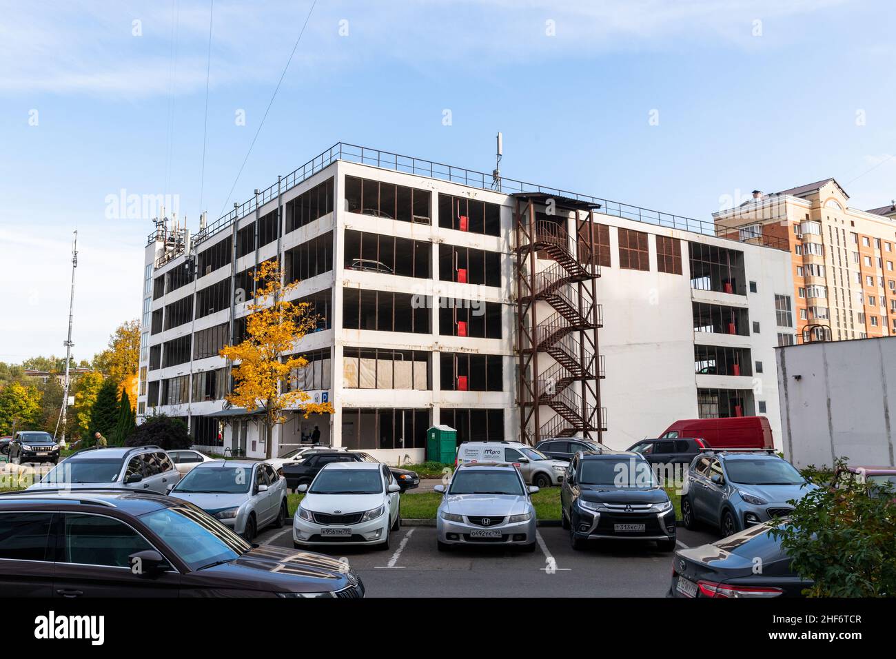Moscow, Russia - 03 Oct. 2021. The Multi-level parking garage in Zelenograd Stock Photo