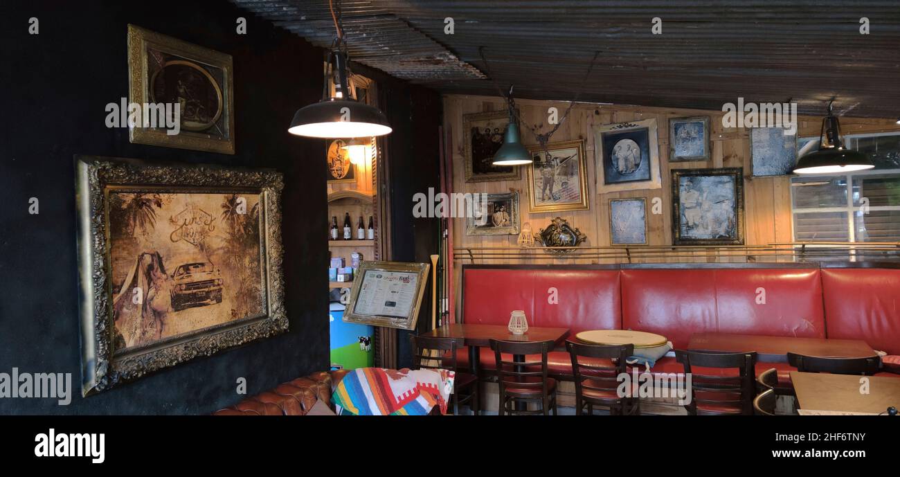 nostalgic restaurant 'The Gallery' in Montalivet les-Bains,  France,  Atlantic coast,  Bordelaise, Stock Photo