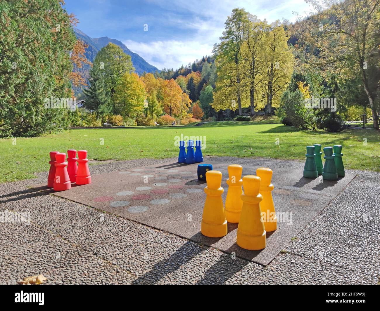 Board game,  don't worry,  Mittenwald,  Kurpark,  Krausegarten Stock Photo