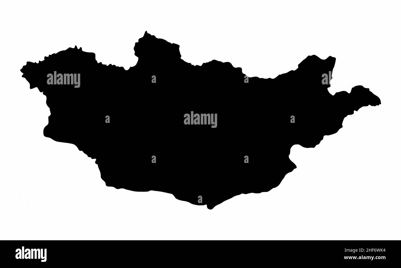 Mongolia silhouette map isolated on white background Stock Vector