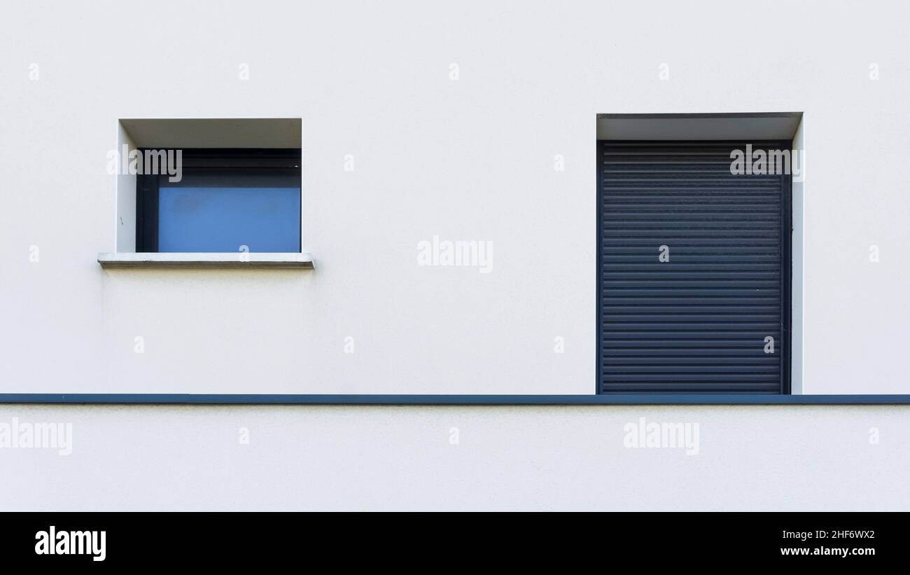 Modern partial facade in Vinassan. Stock Photo