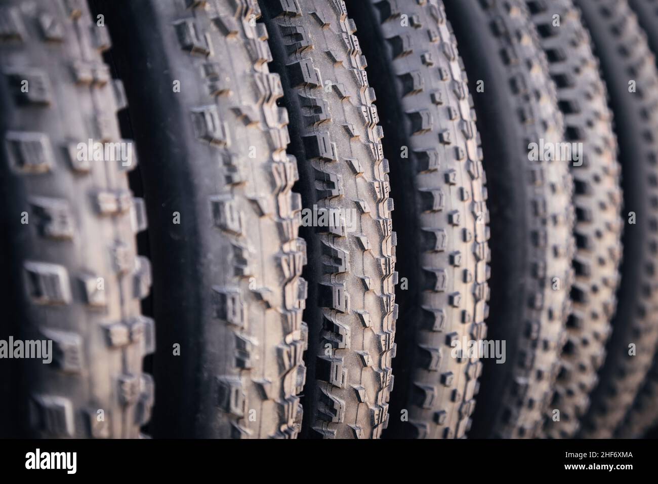 Tires for mountain biking,  e-bike,  bicycle Stock Photo