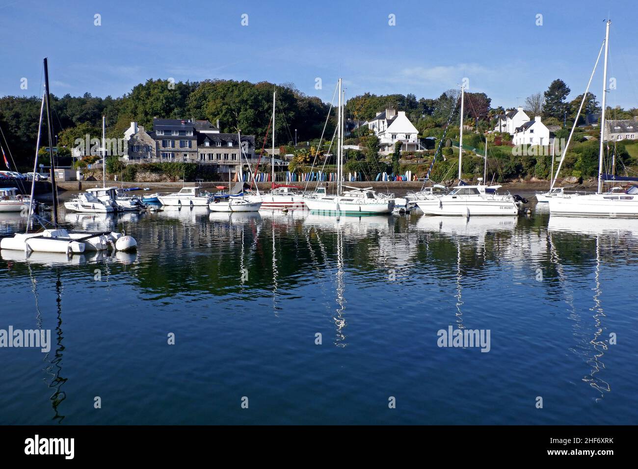 Kerdruc harbour, Aven river, Finistere, Bretagne, France, Europe Stock