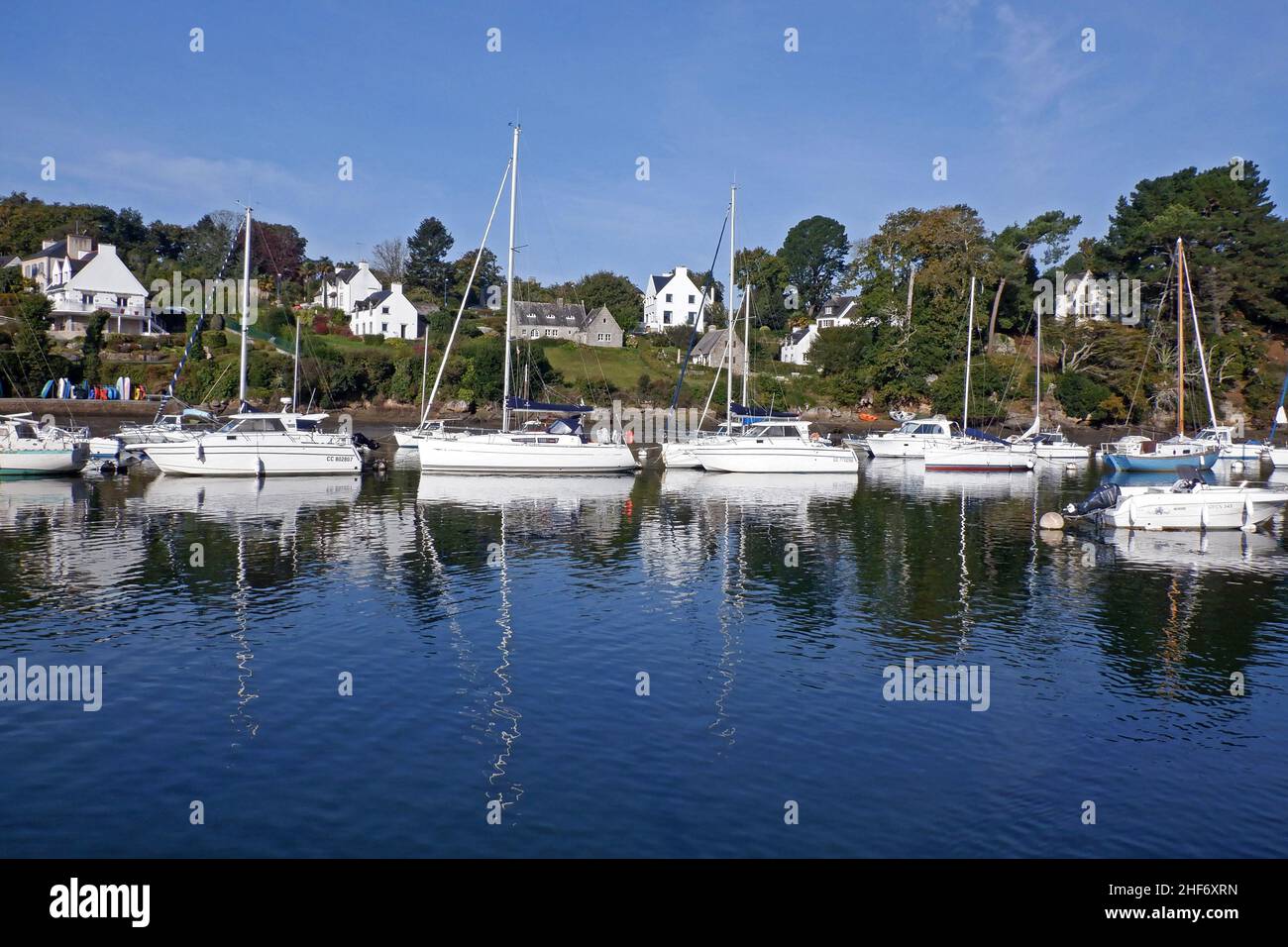 Kerdruc harbour, Aven river, Finistere, Bretagne, France, Europe Stock