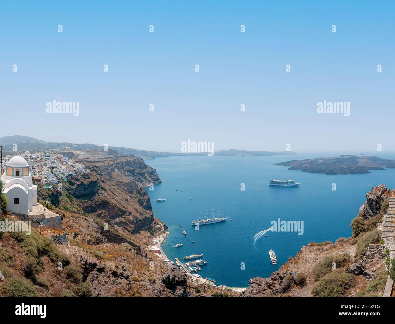 A classic view of the caldera of Santorini Stock Photo