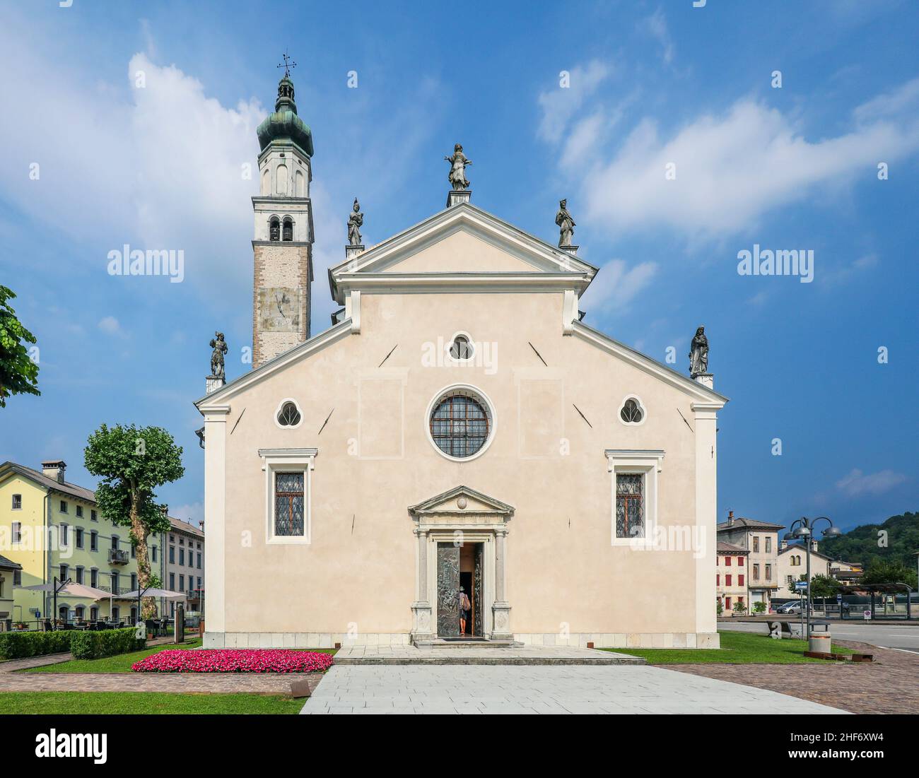 Italy,  Veneto,  province of Belluno,  the Arcipretal Church of Santa Maria Assunta in Lentiai,  Borgo Valbelluna Stock Photo