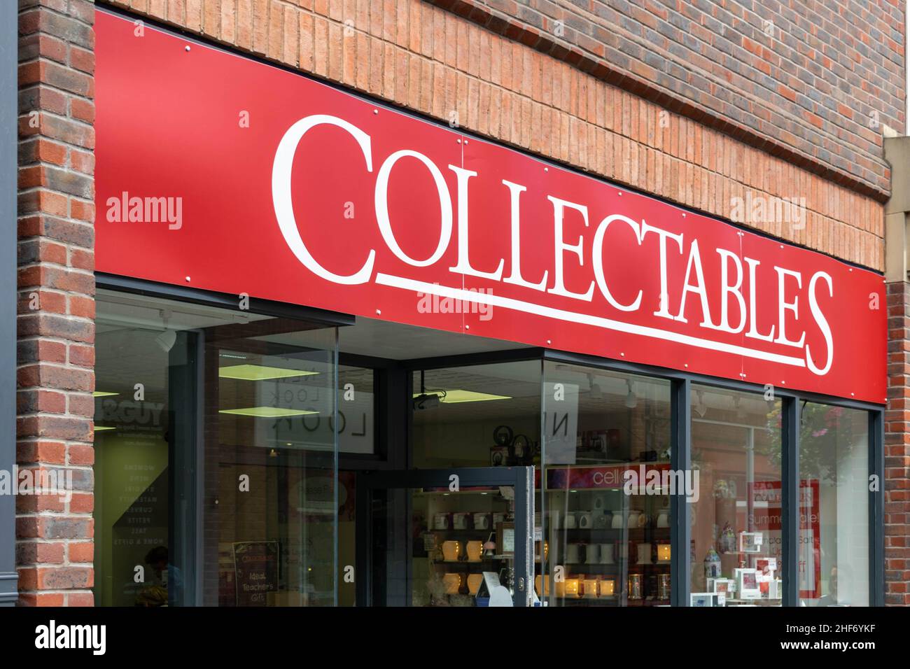 14th July 2019 - Durham, England, UK: The exterior fascia of Collectables shop, store, in Prince Bishops shopping centre in the centre of Durham histo Stock Photo