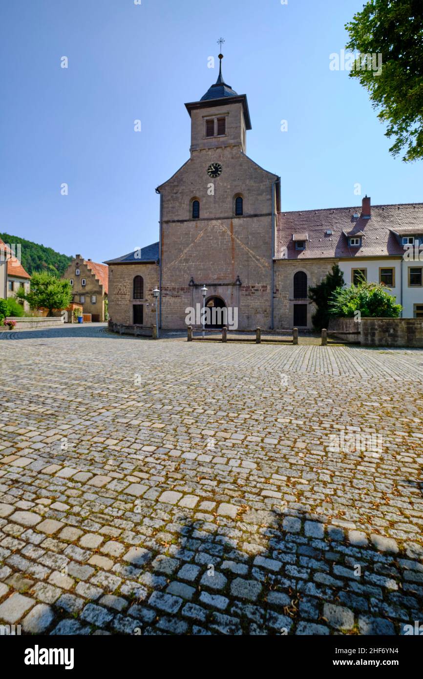 Wechterswinkel Monastery,  Bastheim Municipality,  Rhön Biosphere Reserve,  Rhön-Grabfeld District,  Lower Franconia,  Franconia,  Bavaria,  Germany Stock Photo