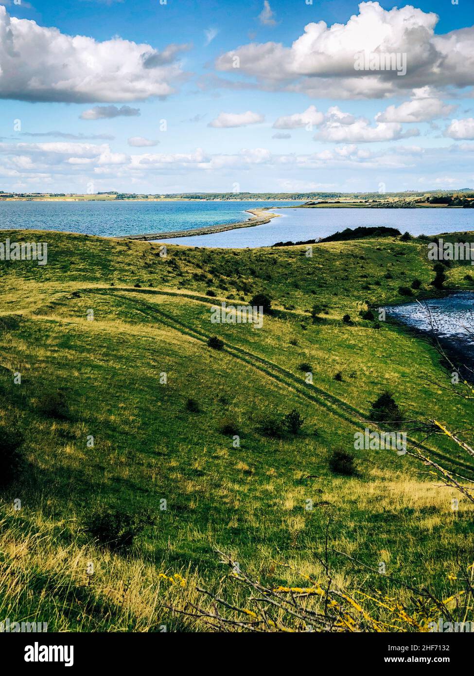 Hills,  sea,  Helnaes,  Fyn,  Funen,  landscape,  West Funen,  Denmark Stock Photo