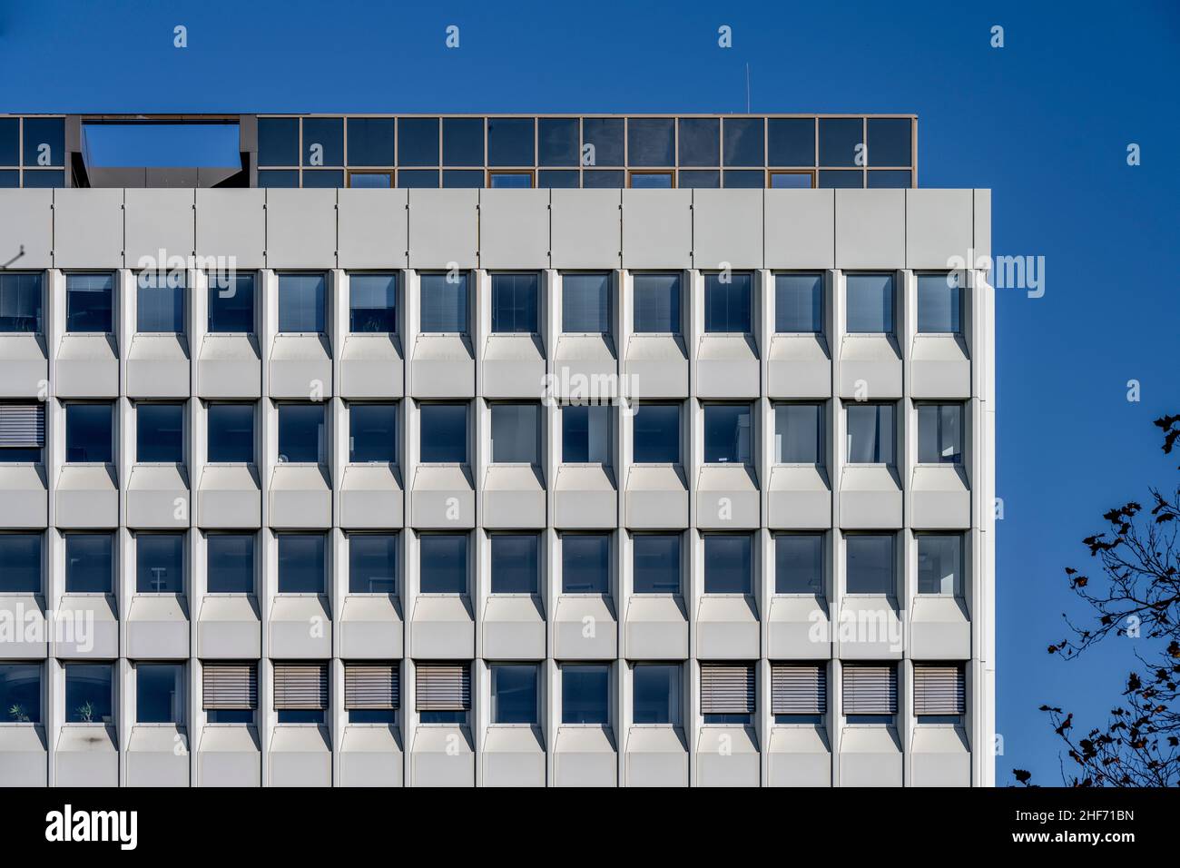 Administration building in Essen,  white building,  blue sky, Stock Photo