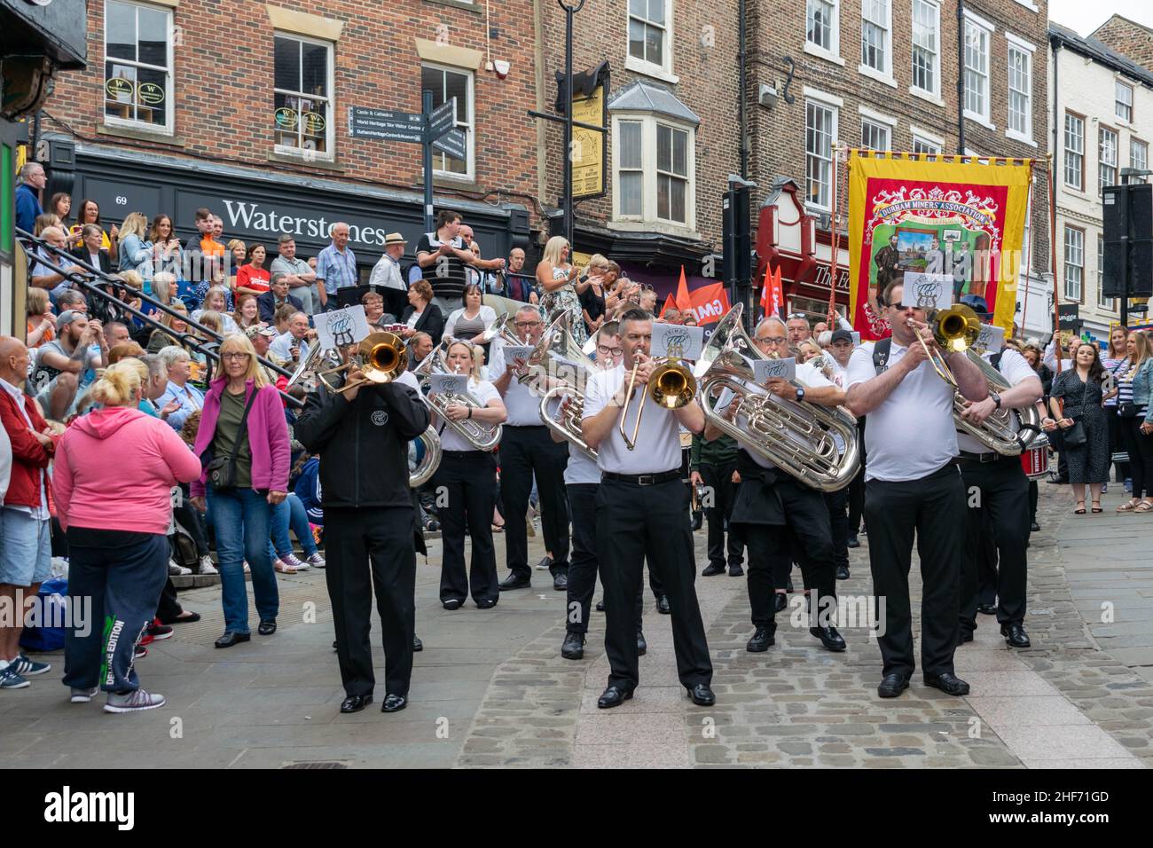Durham Miner's Gala aka Big Meeting. Held annually, large crowds gather to celebrate Miners history with marches and speeches by labour politicians. Stock Photo