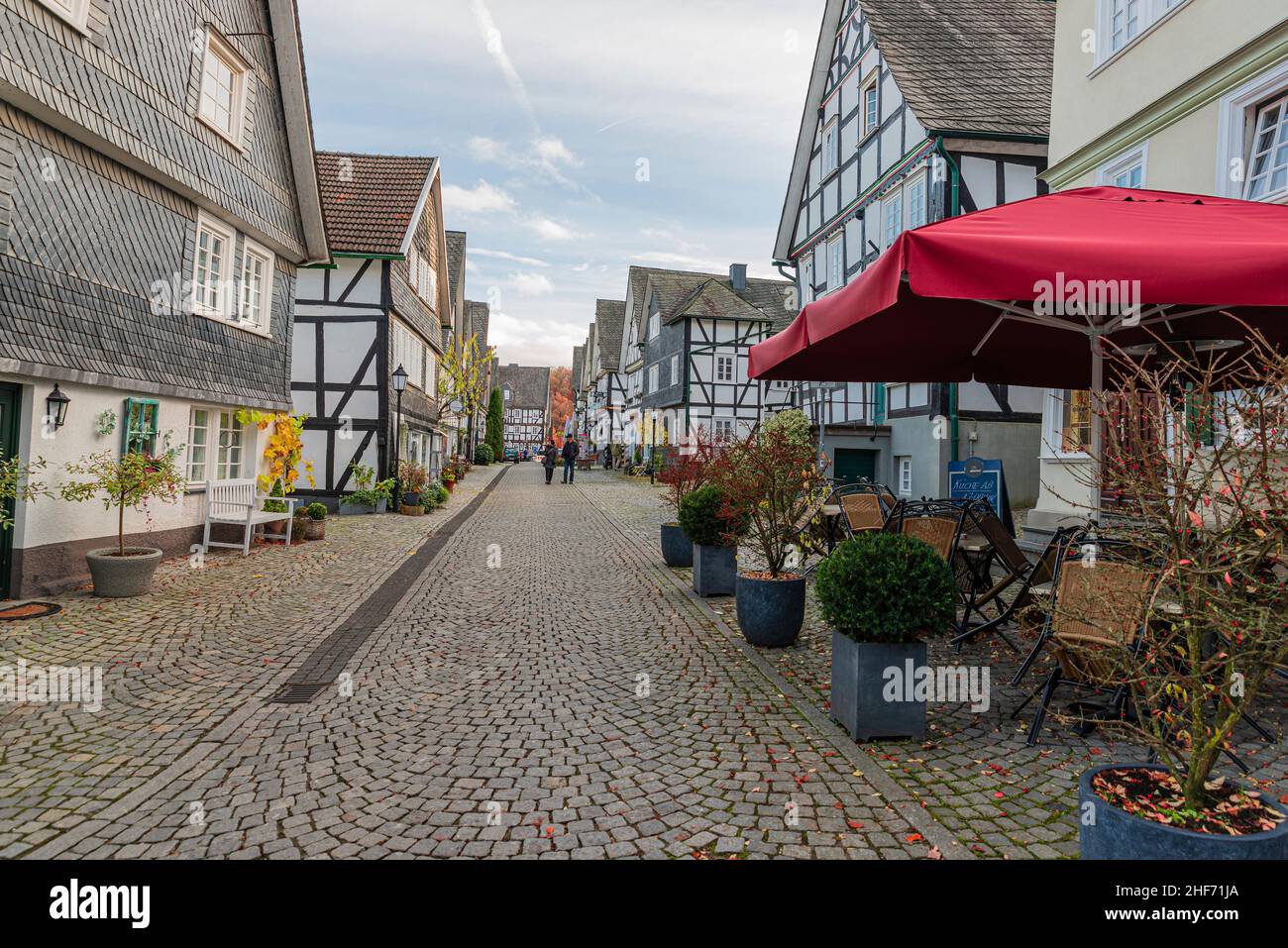 Street in the historic old town in Freudenberg Stock Photo