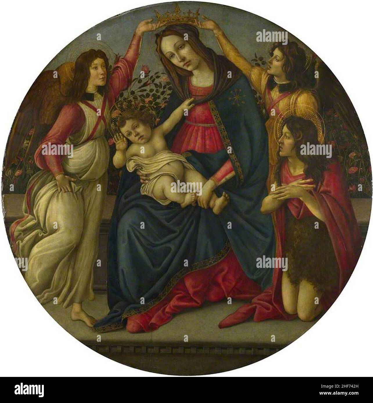 Sandro Botticelli (1444-1445-1510) (studio of) - The Virgin and Child with Saint John and Two Angels Stock Photo