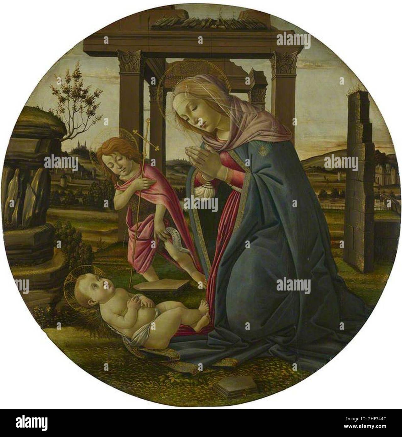 Sandro Botticelli (1444-1445-1510) (studio of) - The Virgin and Child with Saint John the Baptist Stock Photo