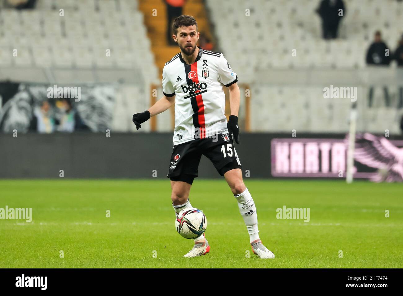 Istanbul, Turkey. 14th Jan, 2022. ISTANBUL, TURKEY - JANUARY 14: Miralem  Pjanic of Besiktas JK controls the ball during the Turkish Super Lig match  between Besiktas and Gaziantep FK at Vodafone Park