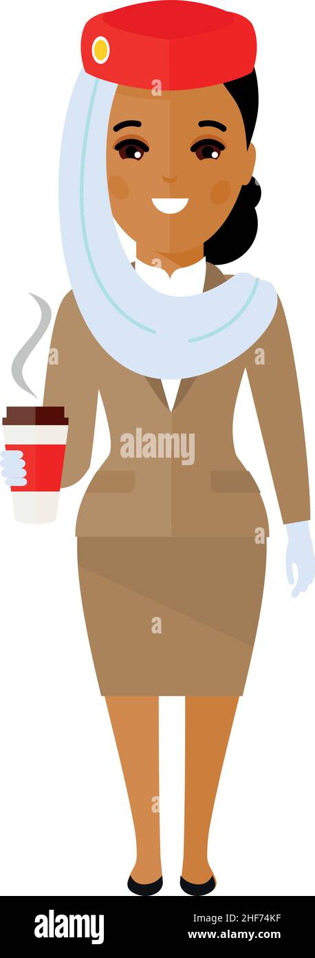 Stewardess Avatar in Flat Style Stock Vector