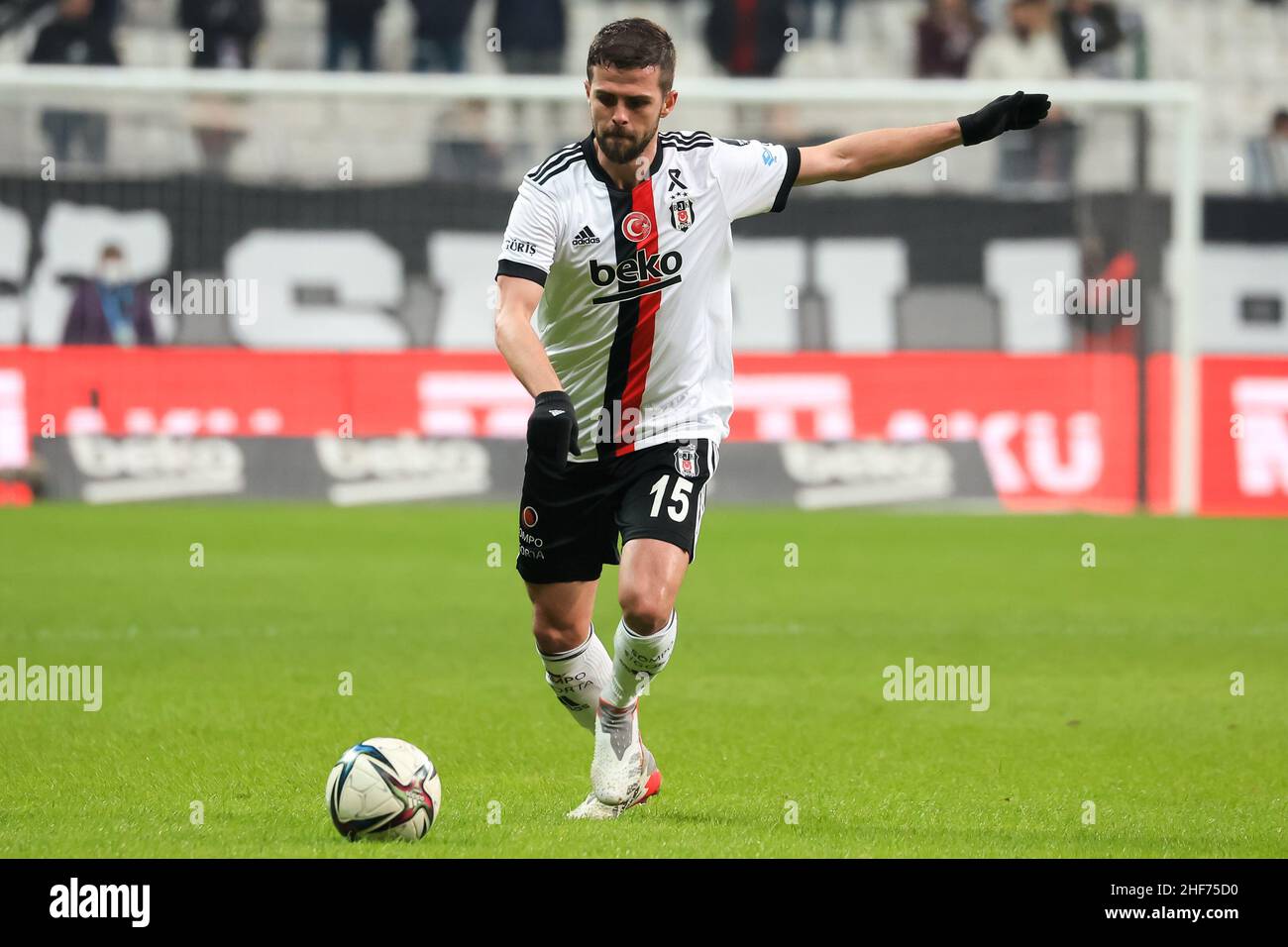 Istanbul, Turkey. 14th Jan, 2022. ISTANBUL, TURKEY - JANUARY 14: Miralem  Pjanic of Besiktas JK controls the ball during the Turkish Super Lig match  between Besiktas and Gaziantep FK at Vodafone Park