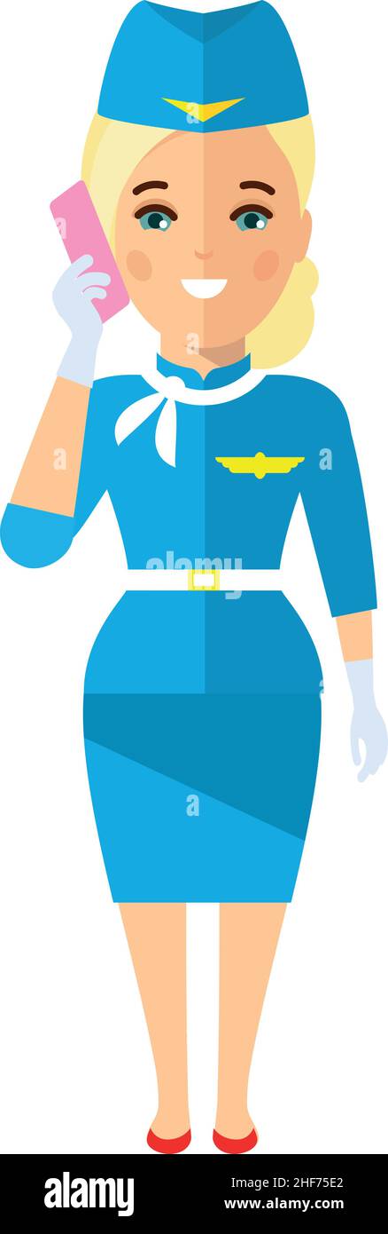 Stewardess Avatar in Flat Style Stock Vector