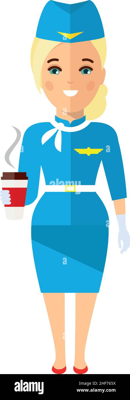 Stewardess Avatar in Flat Style Stock Vector