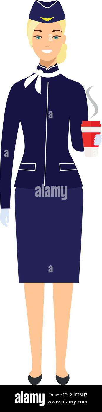 Stewardess Avatar in Flat Style Stock Vector