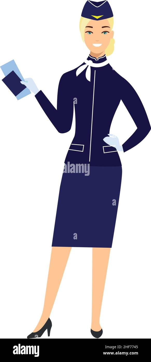 Stewardess Avatar in Flat Style Stock Vector