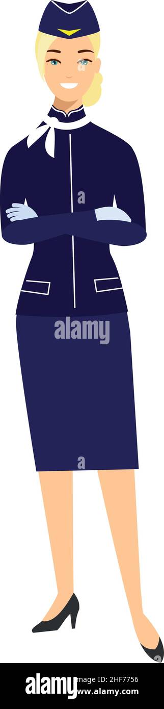 Stewardess Avatar in Flat Style Stock Vector