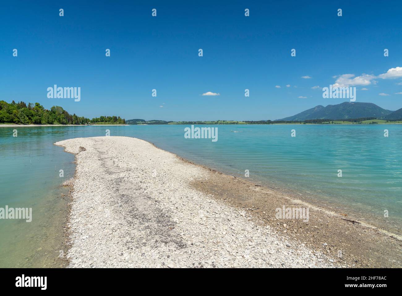 Forggensee in front of the Ammergau Alps, Rieden am Forggensee, Allgäu ...