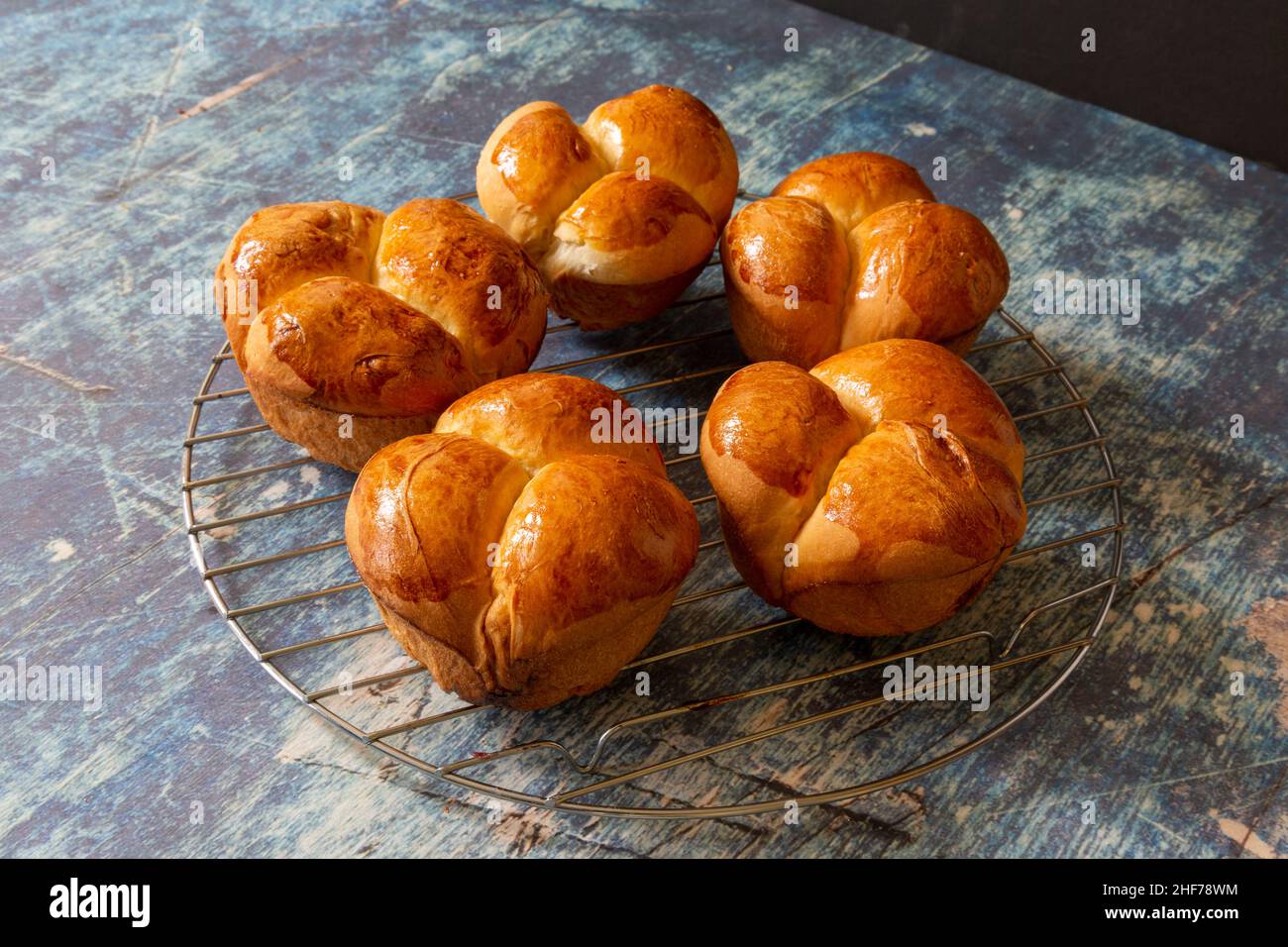 Homemade bread rolls fresh out of the oven Stock Photo