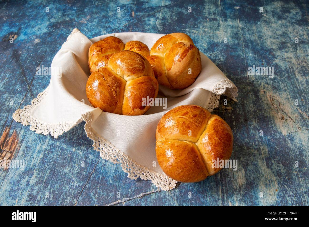 Homemade bread rolls fresh out of the oven Stock Photo