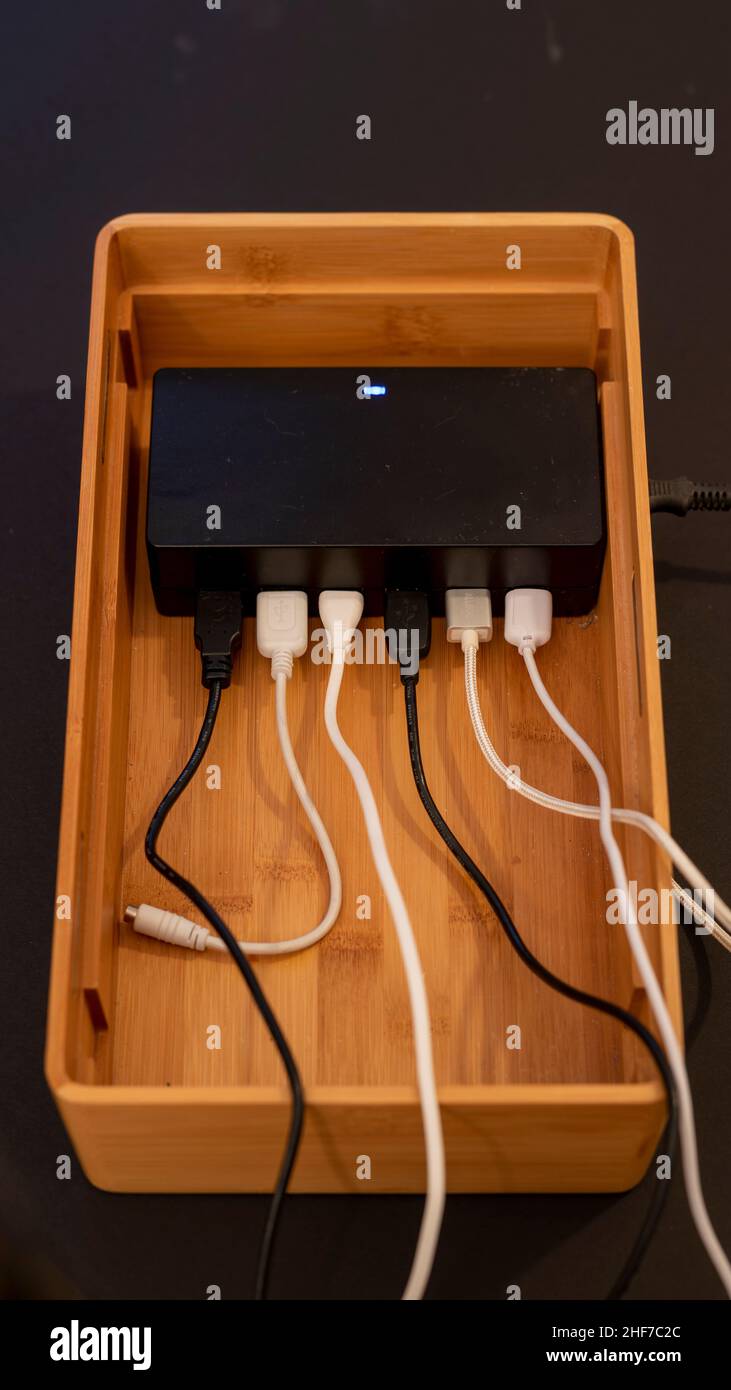 Various cables hang on a docking station for usb cables hires stock photography and images Alamy