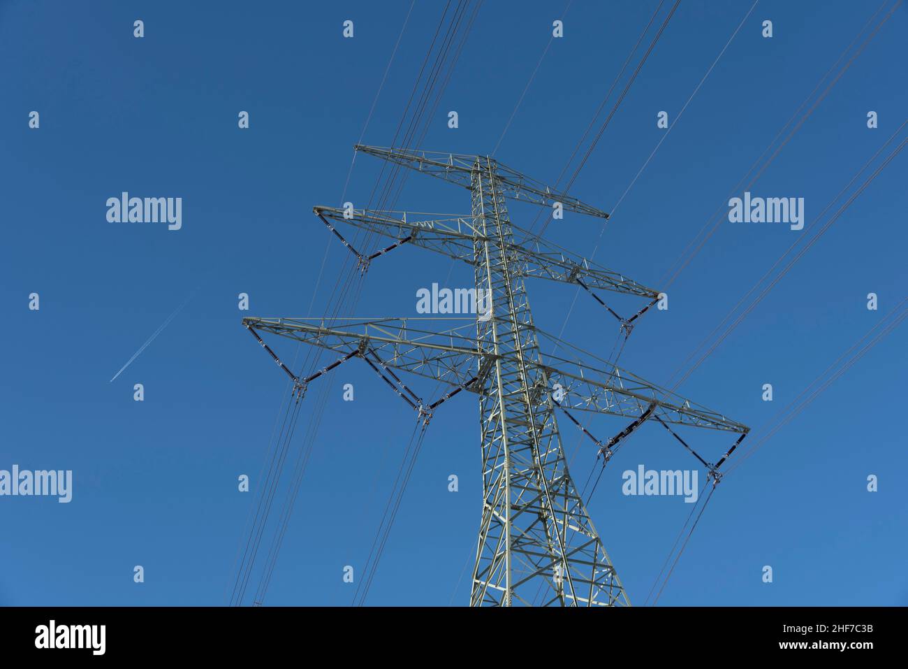 Power pole,  blue sky Stock Photo