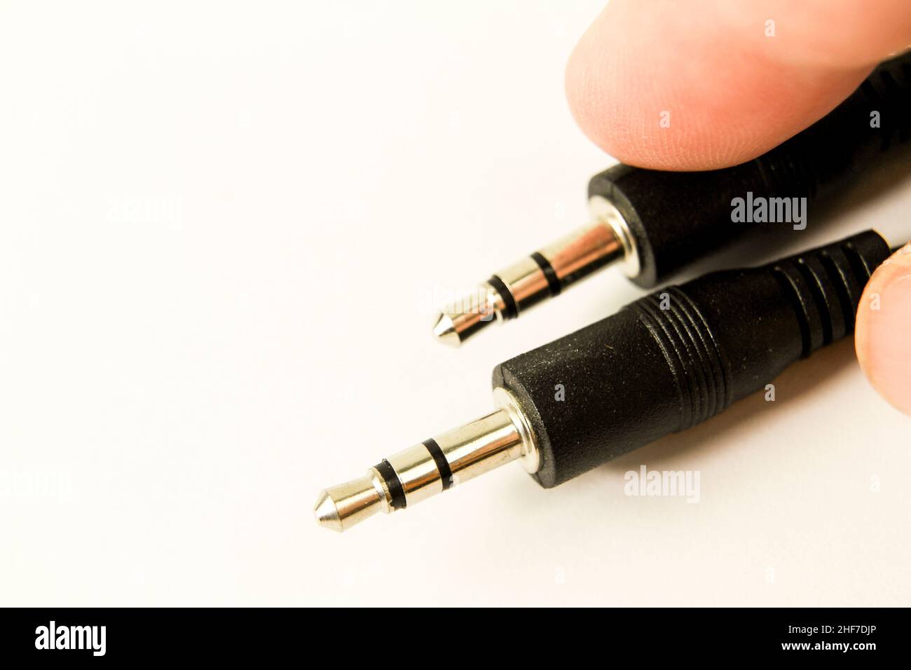 Black Mini jack connectors on white background Stock Photo Alamy