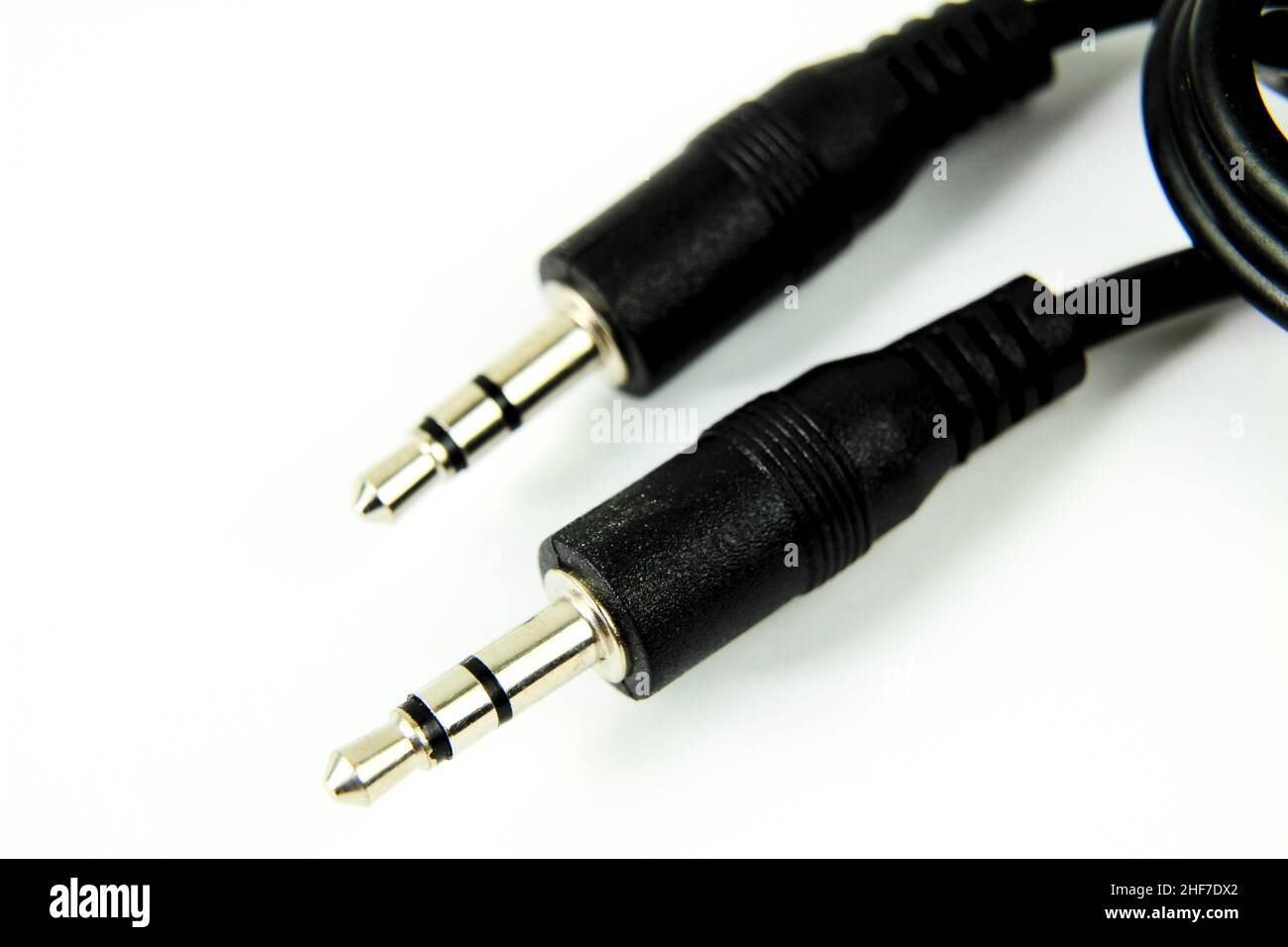 Black Mini jack connectors on white background Stock Photo Alamy