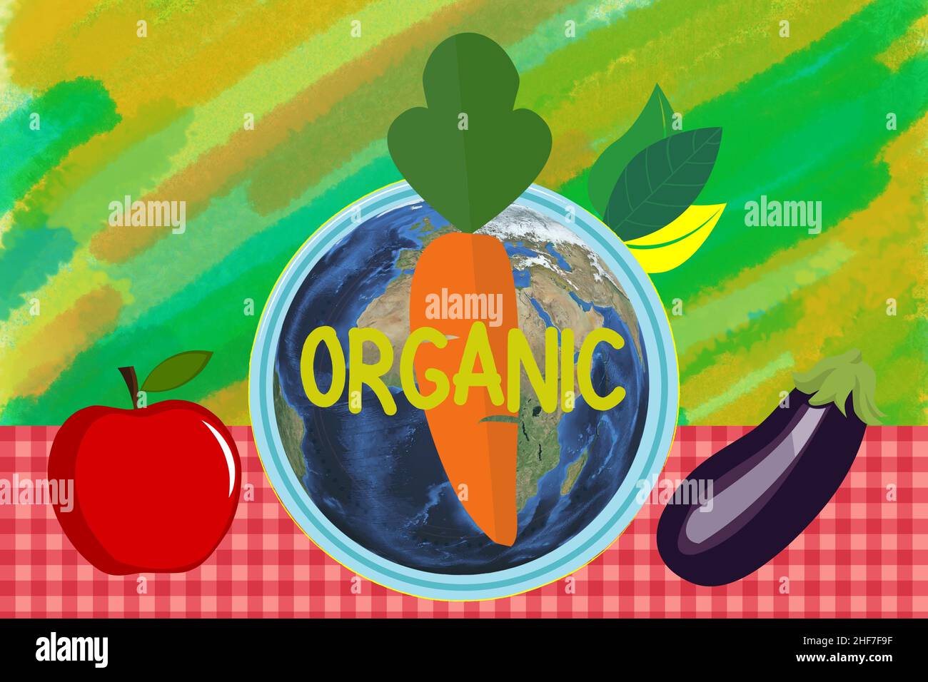 Organic food creative illustration Stock Photo
