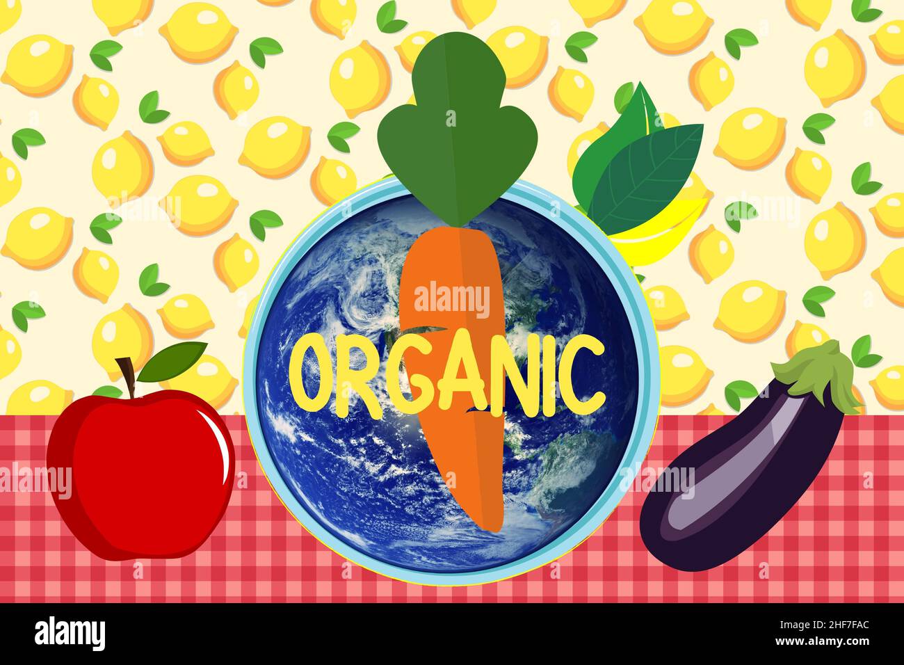 Organic food creative illustration Stock Photo