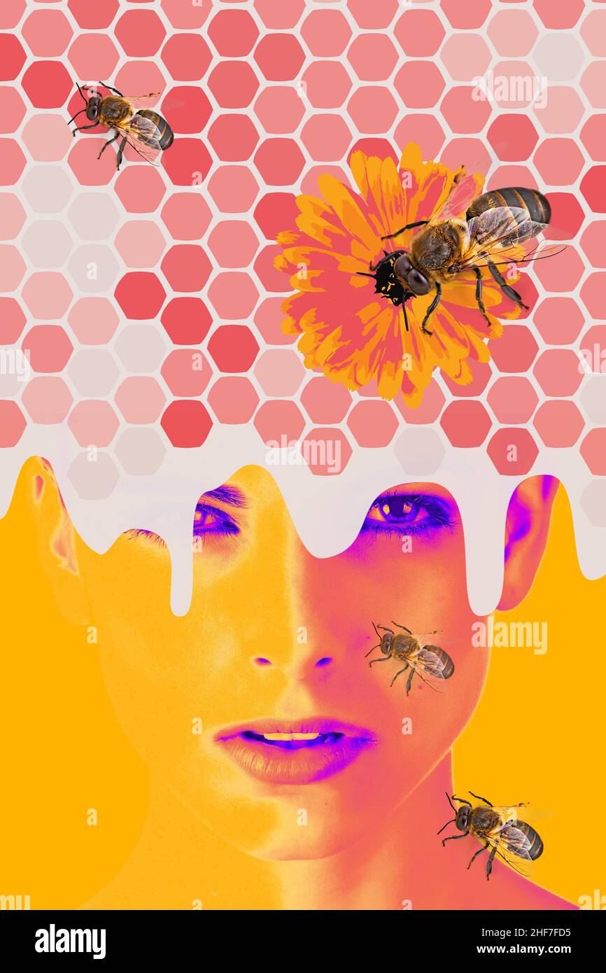Creative illustration about the importance of bees in the planet Stock ...