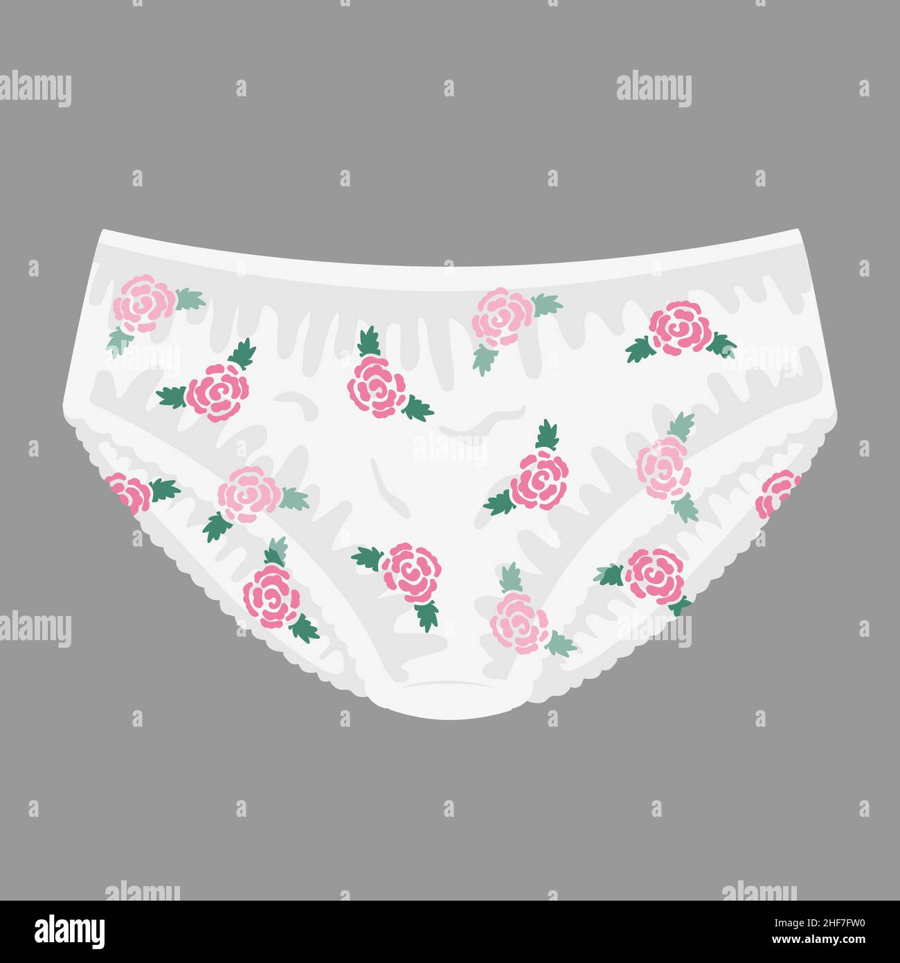 Women's cotton panties with a cute rose flower print. Trendy