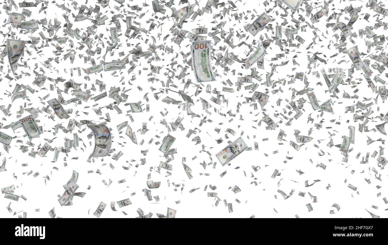 Falling down banknotes isolated on white background Stock Photo - Alamy