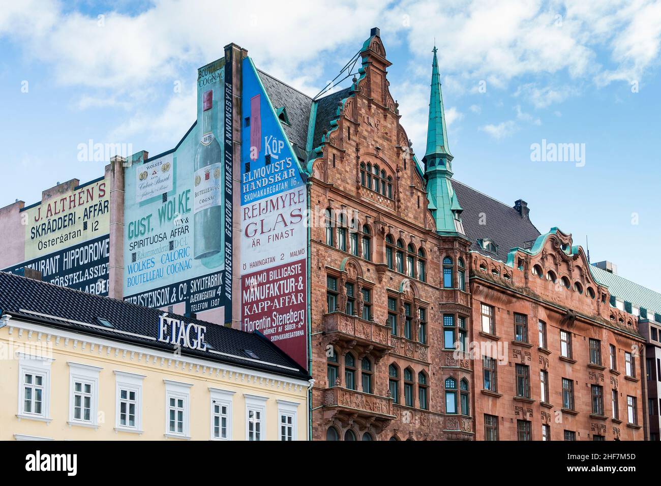 Sweden,  Malmo,  old town,  Stortorget,  facade,  advertising Stock Photo