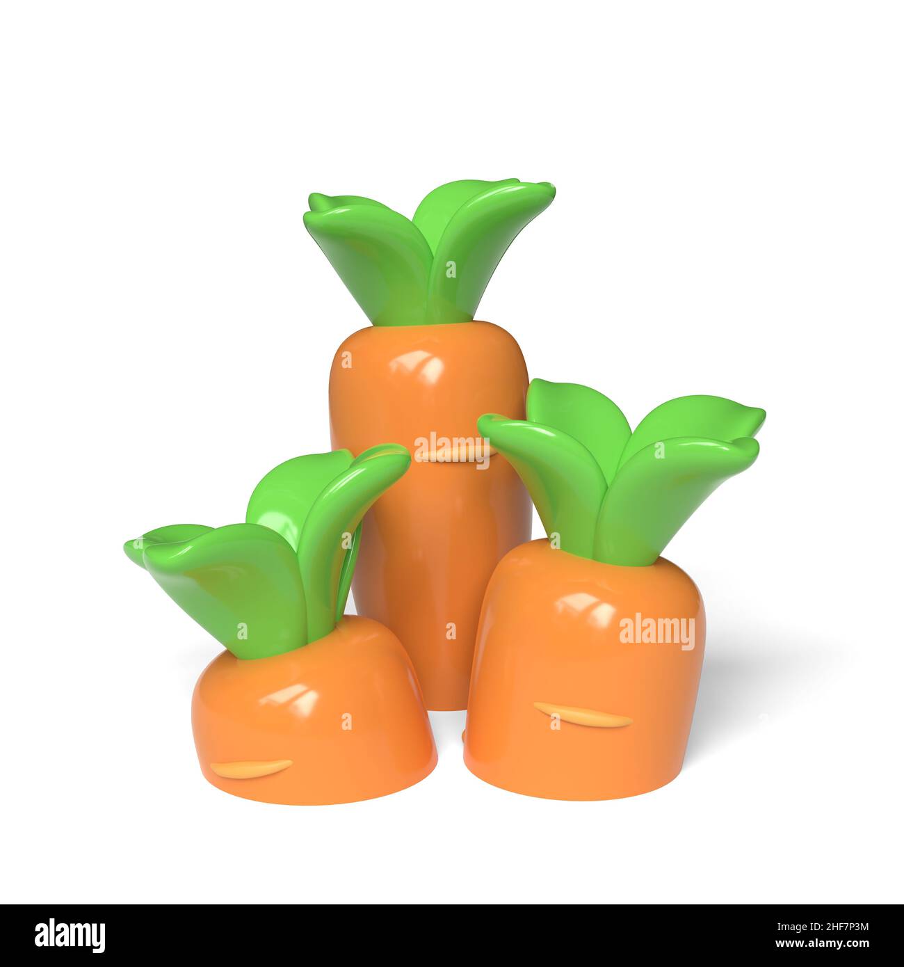 Cartoon carrots on a white background. 3D illustration. Stock Photo