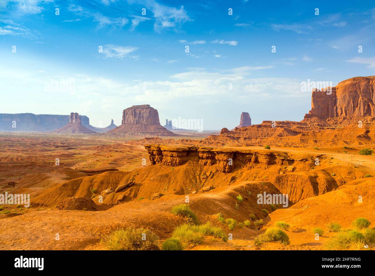 view from john fords point to the giant Merrick buttes,  sandstone formations in the Monument valley Stock Photo