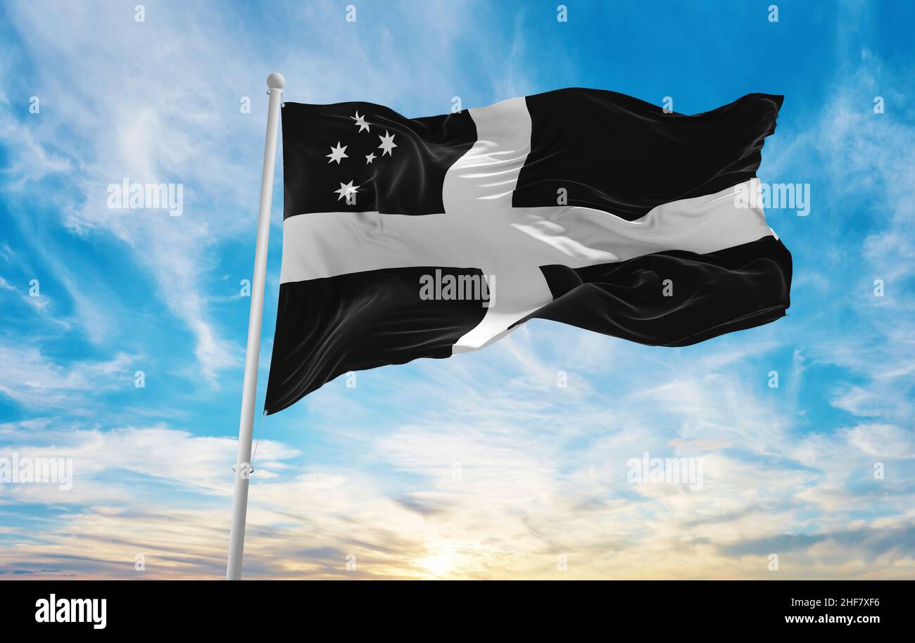 flag of Australian Cornish heritage , Australia at cloudy sky
