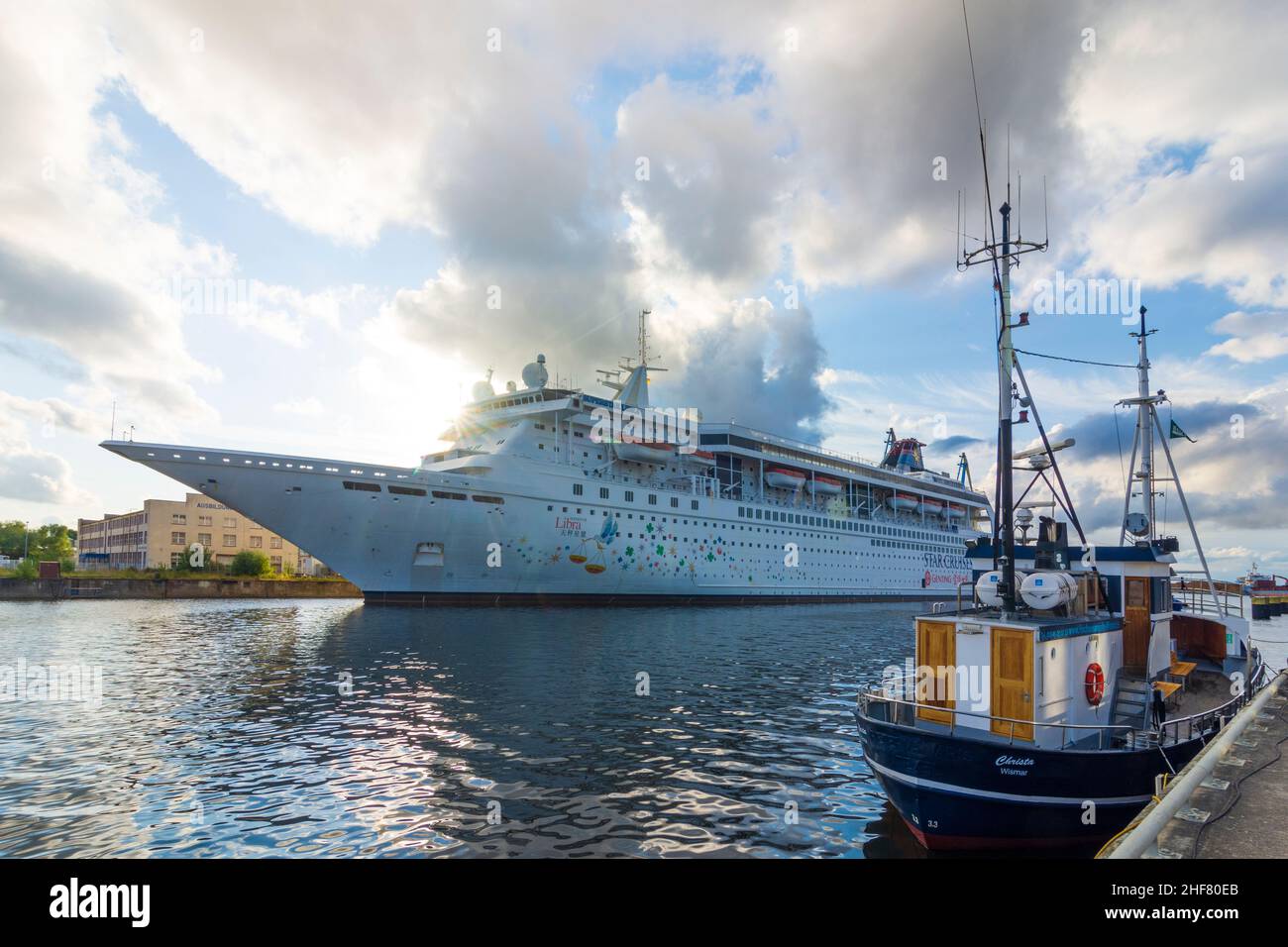 Wismar,  port Westhafen,  cruise ship at shipyard MV Werften in Ostsee (Baltic Sea),  Mecklenburg-Vorpommern,  Germany Stock Photo