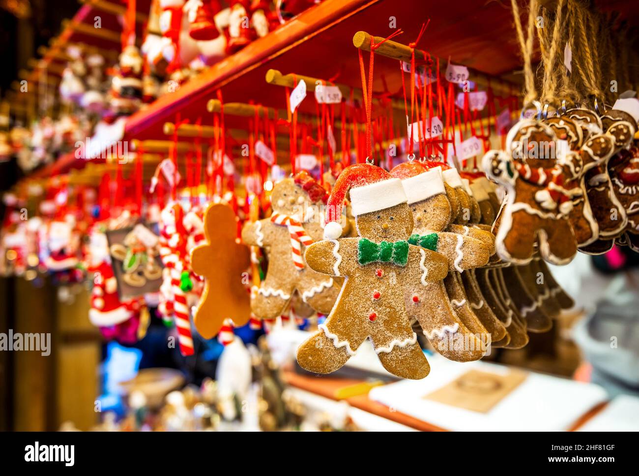 Strasbourg, France. Marche de Noel, gingerbread Santa in Strasbourg, Christmas Market in Alsace. Stock Photo