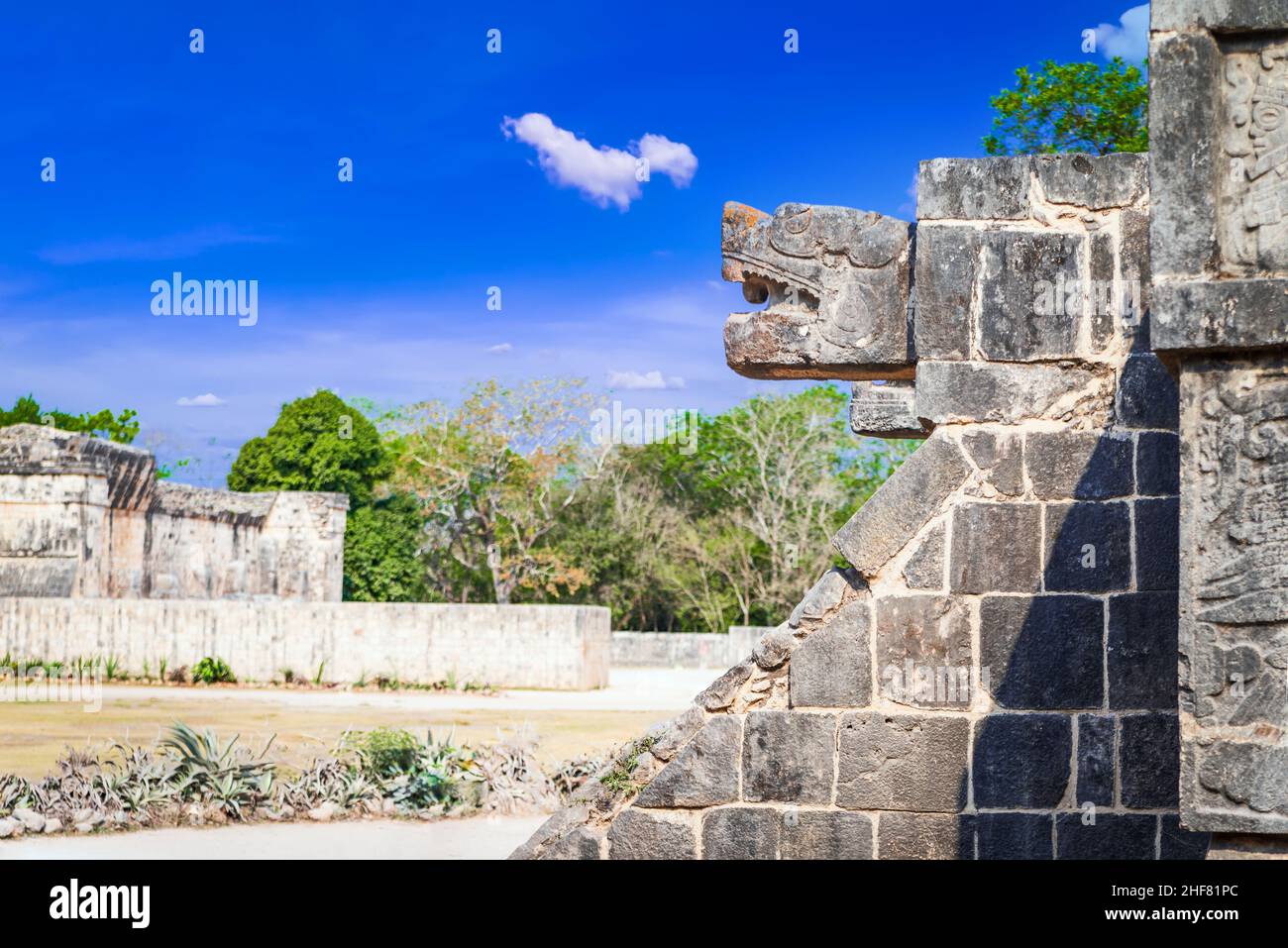 Chichen Itza, Mexico. Platform of the Eagles and Jaguars in the Mayan city of Chichen Itza, Yucatan Peninsula in Mexic. Stock Photo