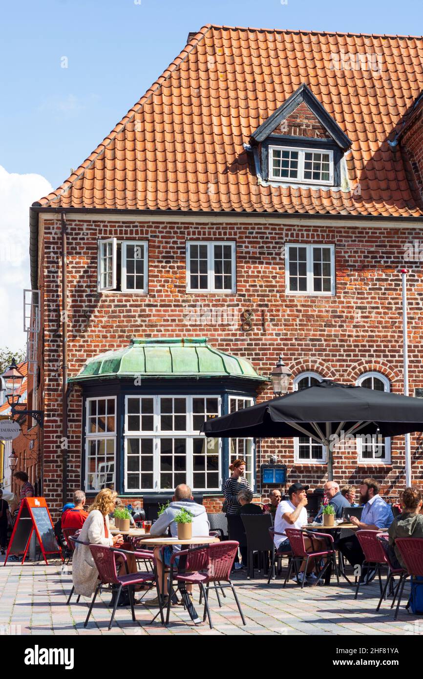 Esbjerg,  Hotel Dagmar,  restaurant,  main square Torvet in Ribe,  Jylland,  Jutland,  Denmark Stock Photo